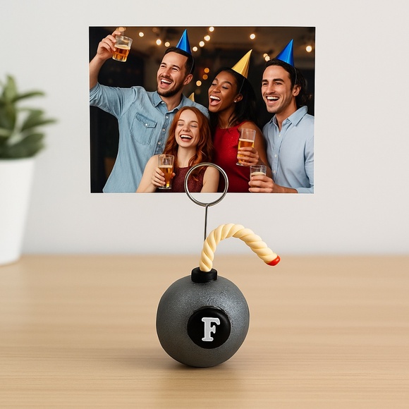 Handmade F-Bomb Paperweight & Photo Holder – Funny Polymer Clay Desk Gift - Picture 3 of 16